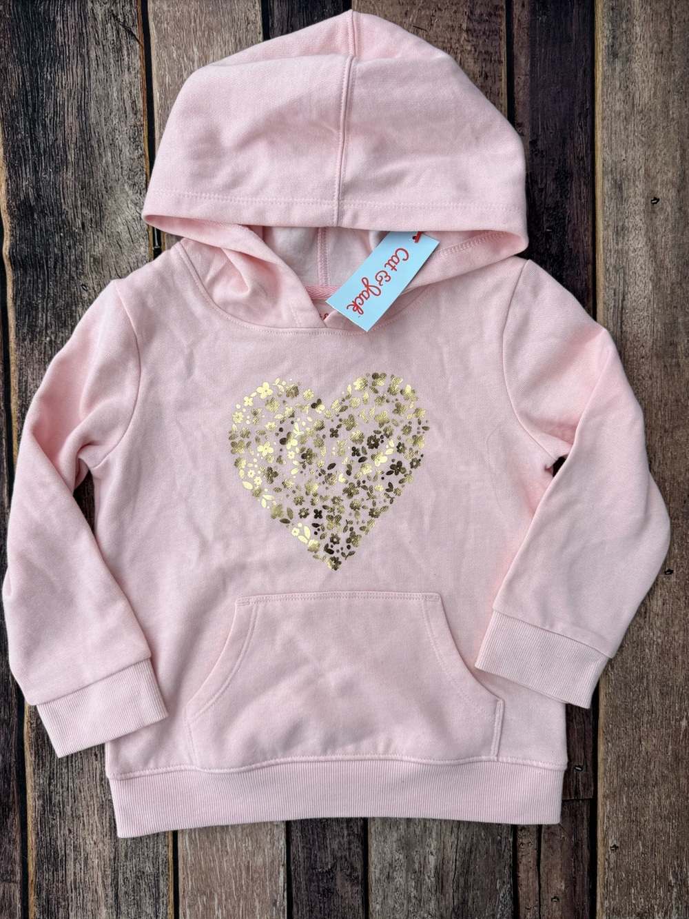 Cat & Jack Pink Hoodie with Gold Heart -NWT